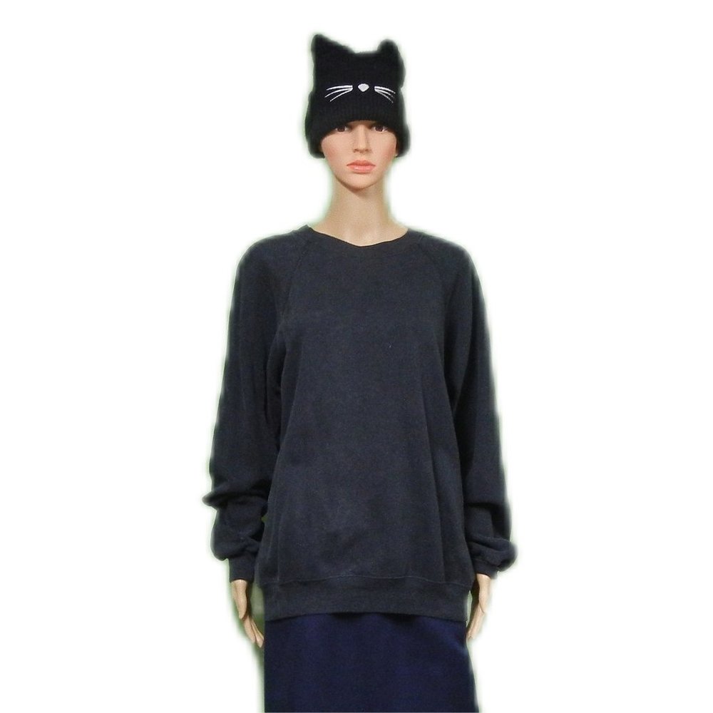 HANES Vintage Black Long Sleeve Pullover Sweatshirt ~ Large